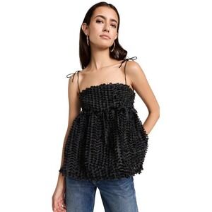 BAUM UND PFERDGARTEN Mandy Textured A-Line Tank Blouse In Black Size 36
